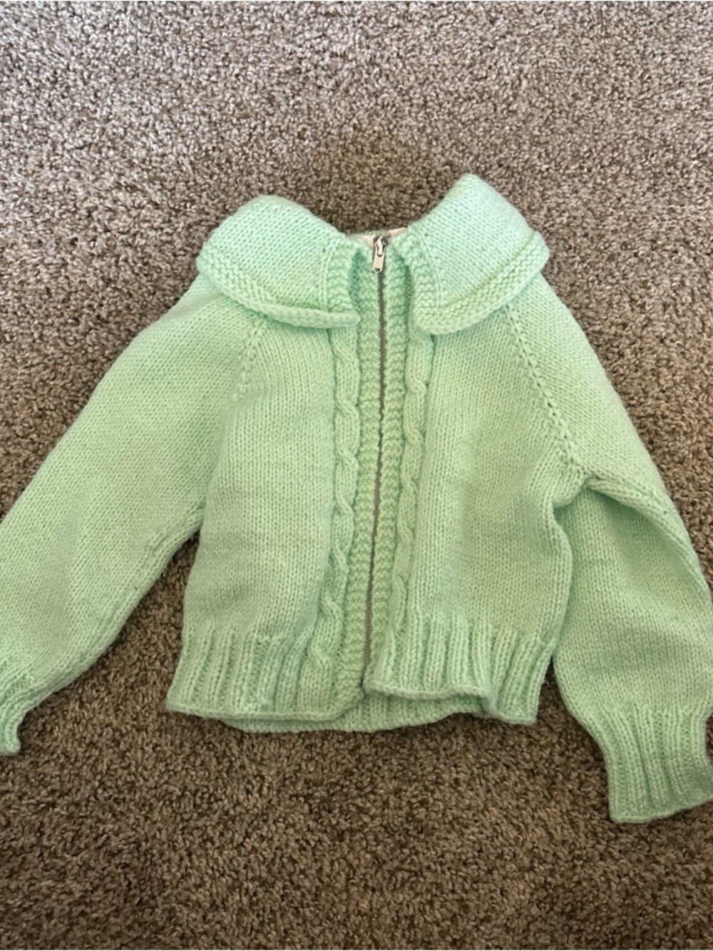 Kids Mint Green Knit Zip Sweater Jacket